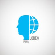 Silhouette of a human face and half the globe