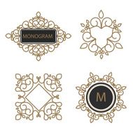 Monogram design elements for logos Trendy floral frames set