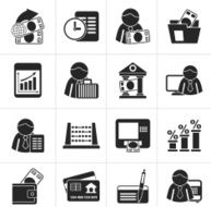 Black Bank and Finance Icons N2