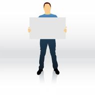 Male silhouette holding blank sign N6