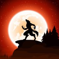 Halloween background with werewolf N5