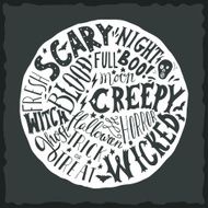 Halloween hand lettering on the round moon background N3