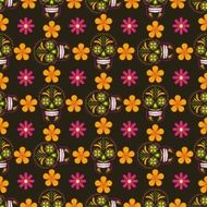 Seamless background with sugar skulls and flowers