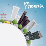 Phoenix Skyline with Grey Buildings Blue Sky and copy space N3