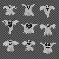 Set of halloween white ghosts with different expressions N3