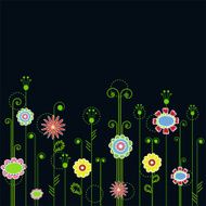 Multicolored flowers on a blue background N2