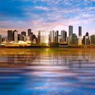 abstract background with panorama of vancouver N52