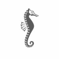 Seahorse black and white vector illustration