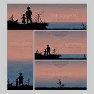 Set of two business card and banners for fishing store N2