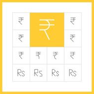 Thin line rupee sign