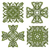 Green isolated celtic and irish crosses