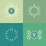 Monogram design elements for logos Trendy floral frames set N2