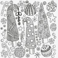 Set of Christmas hand-drawn decorative elements in vector