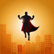 superhero hovering in the sky