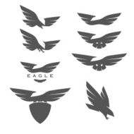Set of negative space emblems with eagles