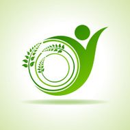 Eco people celebration icon with leaf design vector