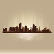 Miami Florida brown skyline city silhouette