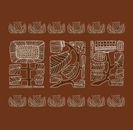 Linear contour ethnic border with flowers