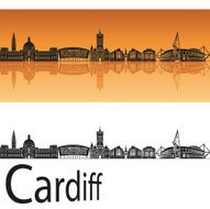 Cardiff skyline in orange background
