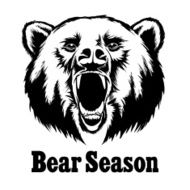Hand drawn vector roaring bear T-shirt design