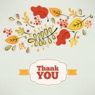 Thank You card with autumn leaves and label