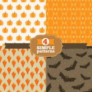 Set of Halloween seamless patterns in orange brown and beige