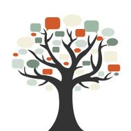 Vector drawn tree with speech bubbles as leaves