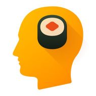 Male head icon with a sushi