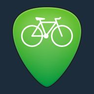Guitar pick with a bicycle