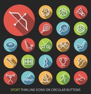 Sport Icons with Buttons on Black Background