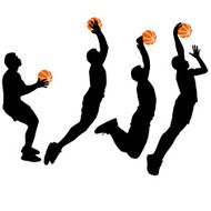 Black silhouettes of men playing basketball N6