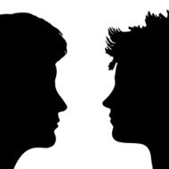 Vector silhouette profile of a woman&#039;s face N9