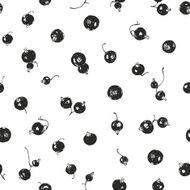 Seamless pattern illustration with hand drawn blackcurrant berries