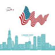 Labor day concept with building background Vector idea N2