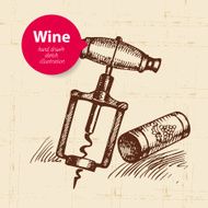 Wine vintage background with banner Hand drawn sketch illustrat N2