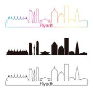 Riyadh skyline linear style with rainbow