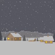 Winter mountain village background vector illustration N3