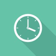 Clock modern minimal flat icon with long shadow