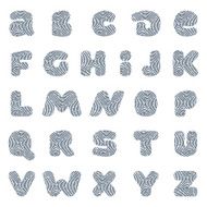 Line fingerprint english alphabet letters set