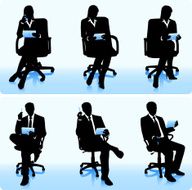 Businesswomen and businessmen in chairs N2