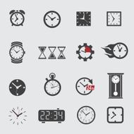 Clocks icons set placed on gray background