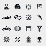 Car race icons set N2