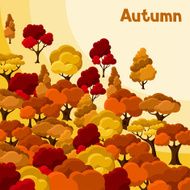 Autumn background design with abstract stylized trees N4