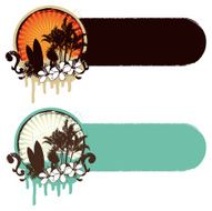 surf scene with banner in two colors
