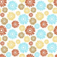 Vector seamless pattern with blue and beige flowers