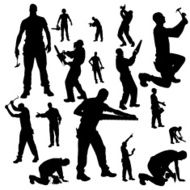 Vector silhouette of a worker N17