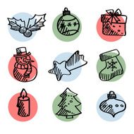 Set of cute hand drawn christmas icons isolated vectors