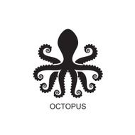 Silhouette of an octopus on light background N4