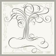 Calligraphic Tree Panel with Place for Text