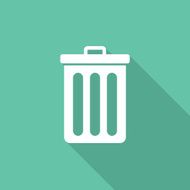 Recycle bin icon trash can flat vector illustration long shadow